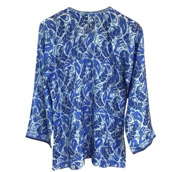 Bella Tu Abby Split- Neck Long Sleeve Tunic With Tassel Ties Beaded Trim… - Picture 16 of 16